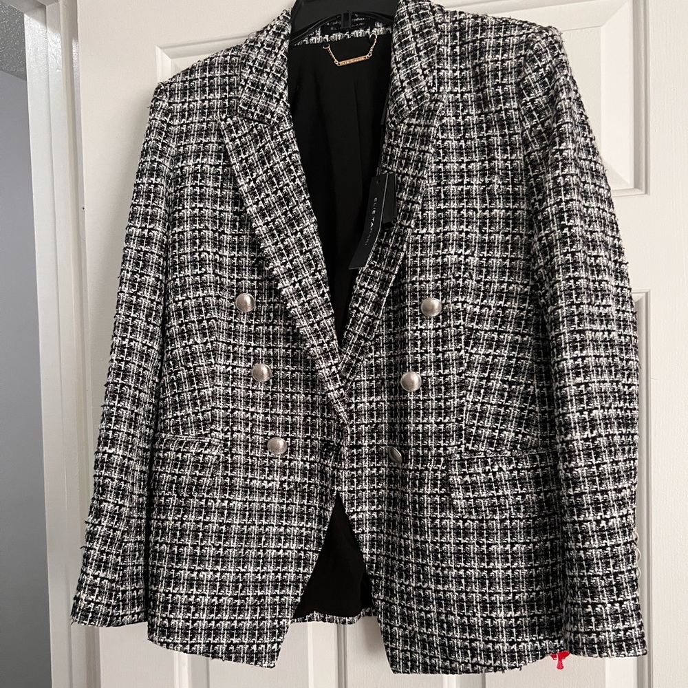 Elie Tahari tweed jacket with button details